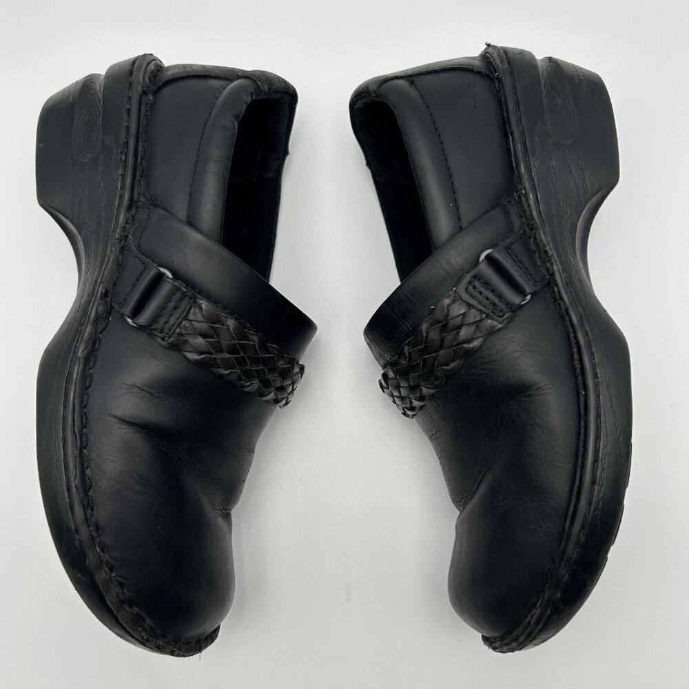 BOC Born Concept Black Leather Clog Comfort Slip On Shoes 9.5M Rounded Toe
